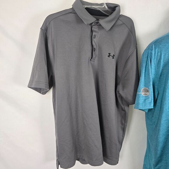 Under Armor Polo Bundle Men's L Gray Lt Blue Dk Blue Short Sleeve Loose HeatGear - Picture 3 of 16